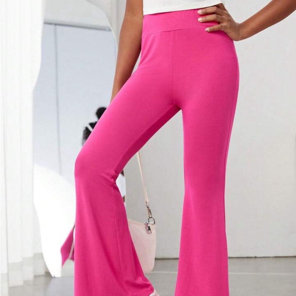 (A11) SHEIN Ezwear Hot Pink Wide Leg Pants,‎ Size Large, NWT